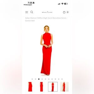 Aidan Mattox Red Backless Tie Front Halter Gown
